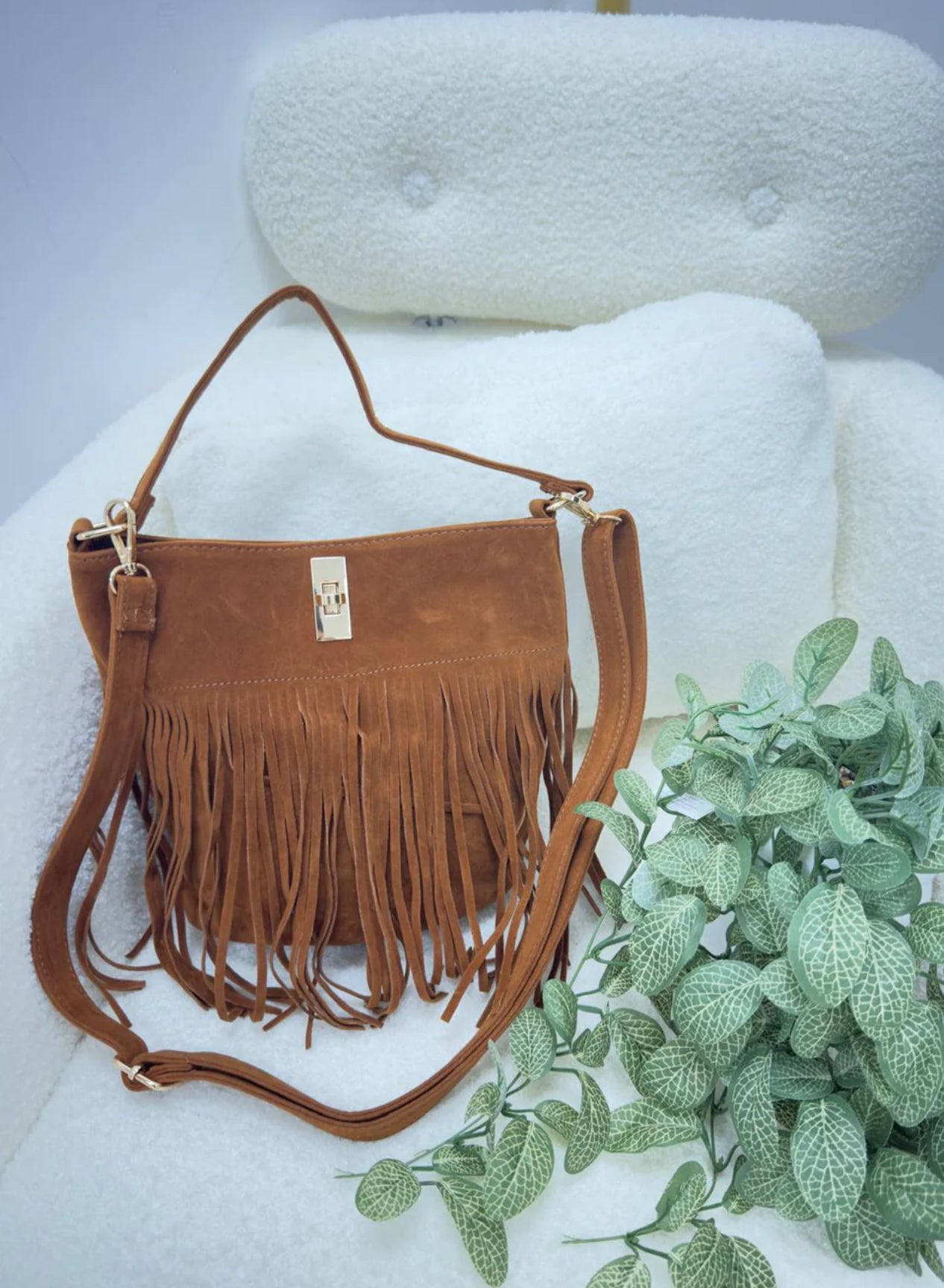 Tassel Suede Bag - Camel