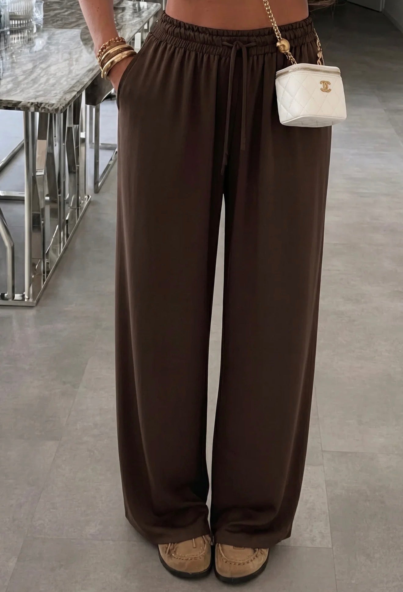 Wide Leg Trousers - Chocolate Brown