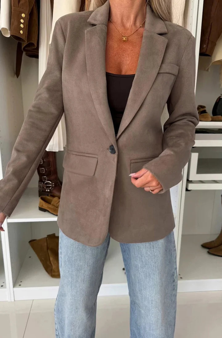 Ariel Velour Blazer - Mocha