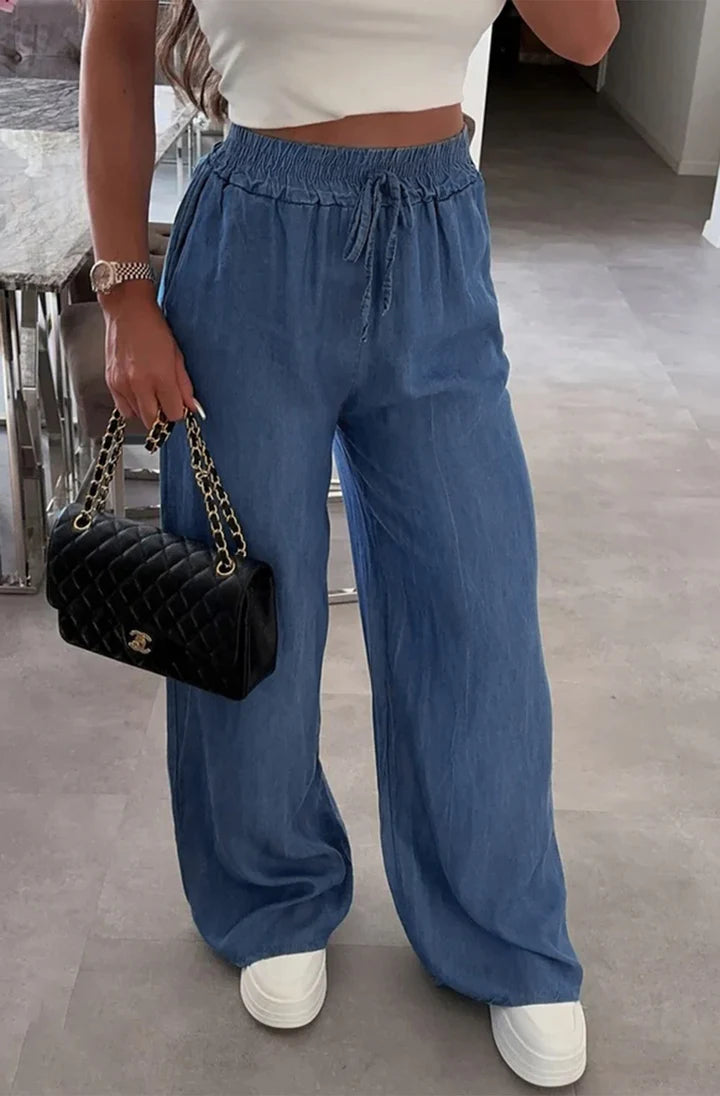 Wide Leg Trousers - Blue