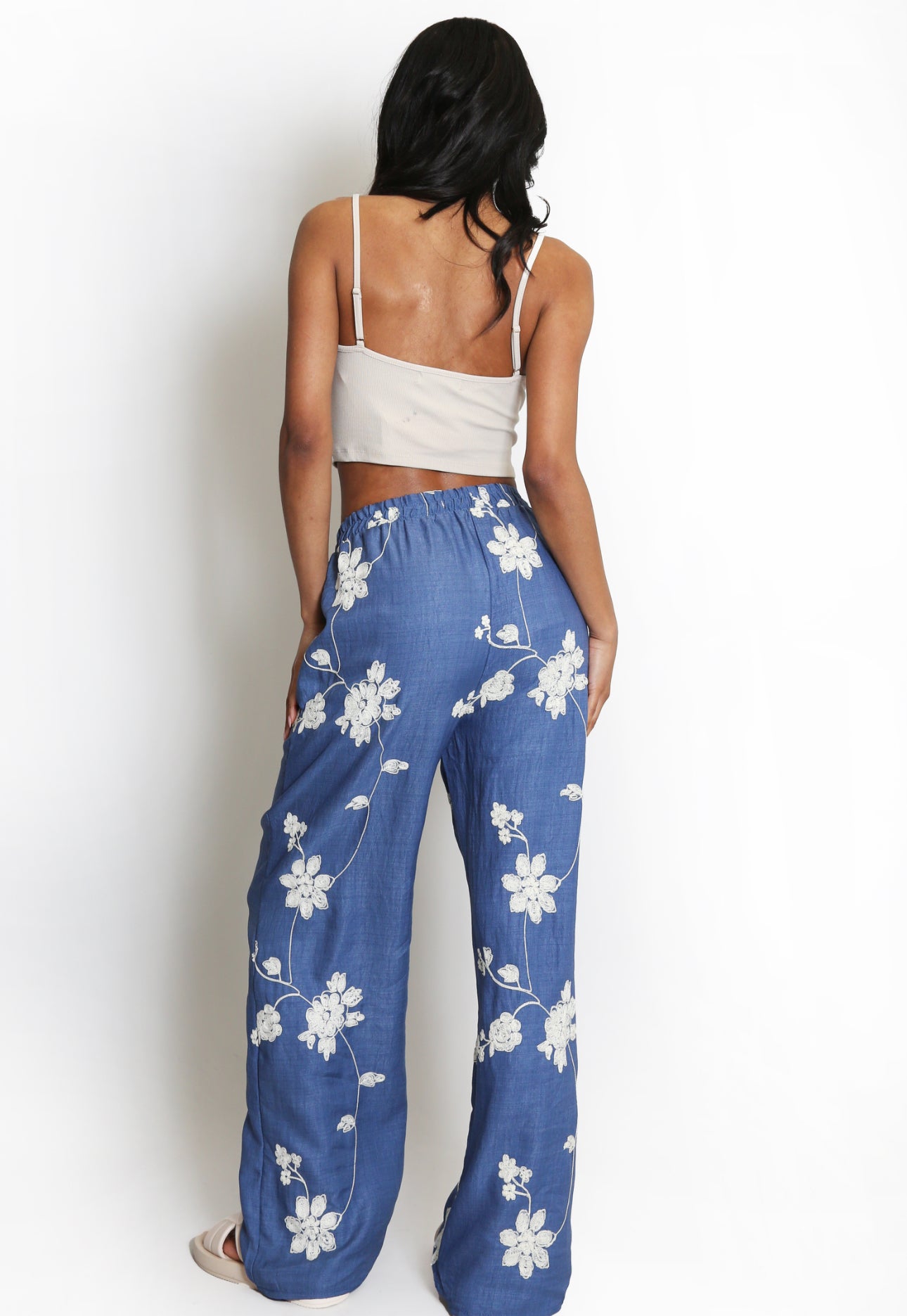 Embroidered Trousers - Denim