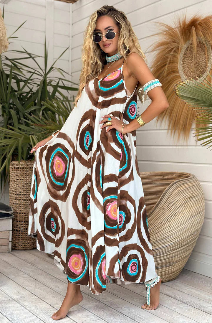 Boho Swirl Dress - Brown