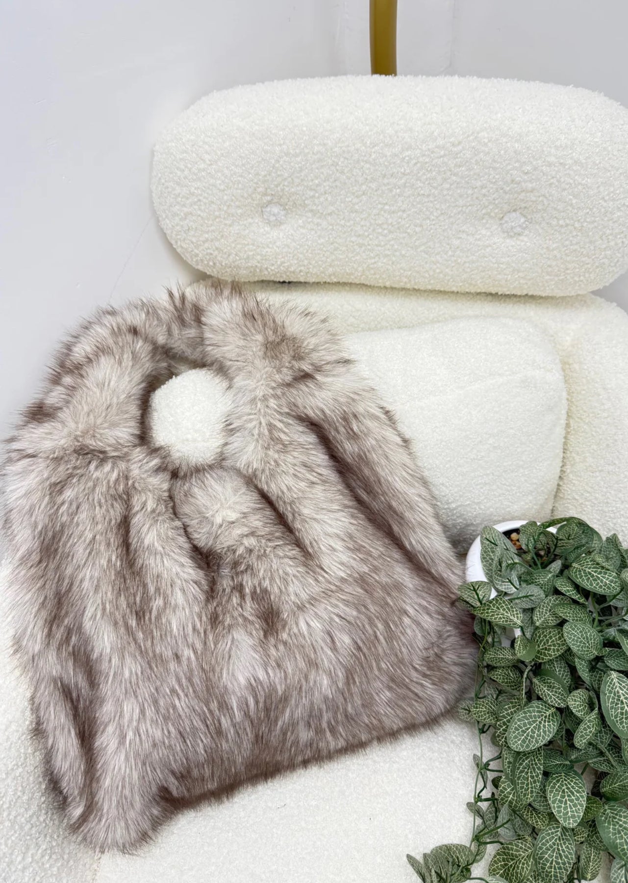 Faux Fur Bag - Beige