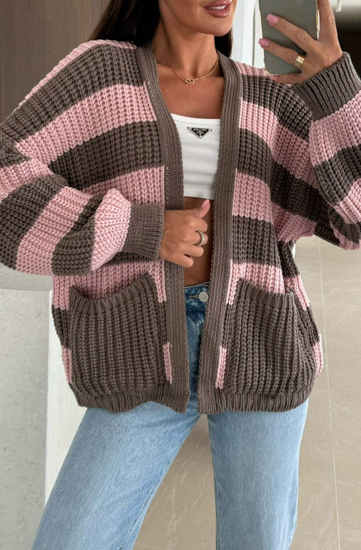 Nautical Stripe Cardigan - Pink
