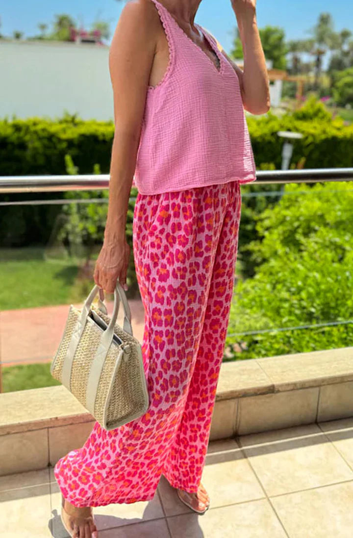 Leopard Wide Legs - Pink