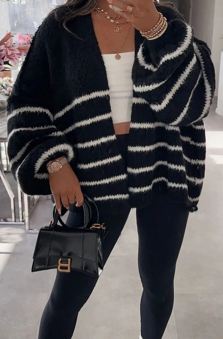 Striped Cardigan - Black