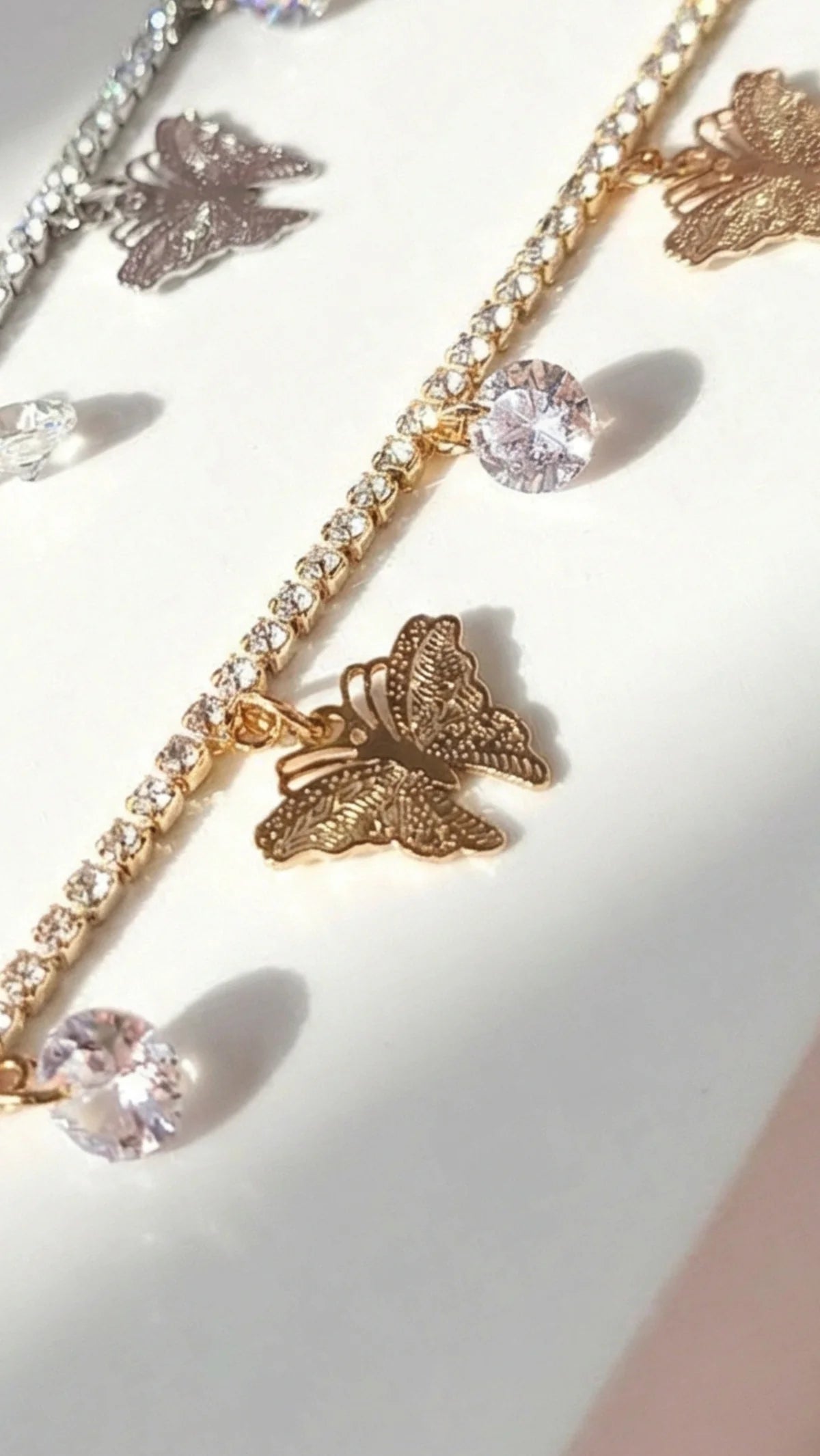 Butterfly Crystal Anklet - 2 colours