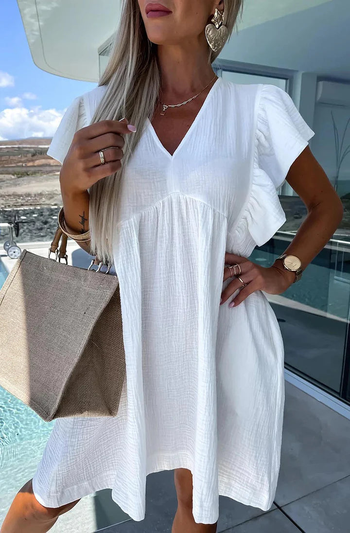 Frill Sleeve Dress - Ivory