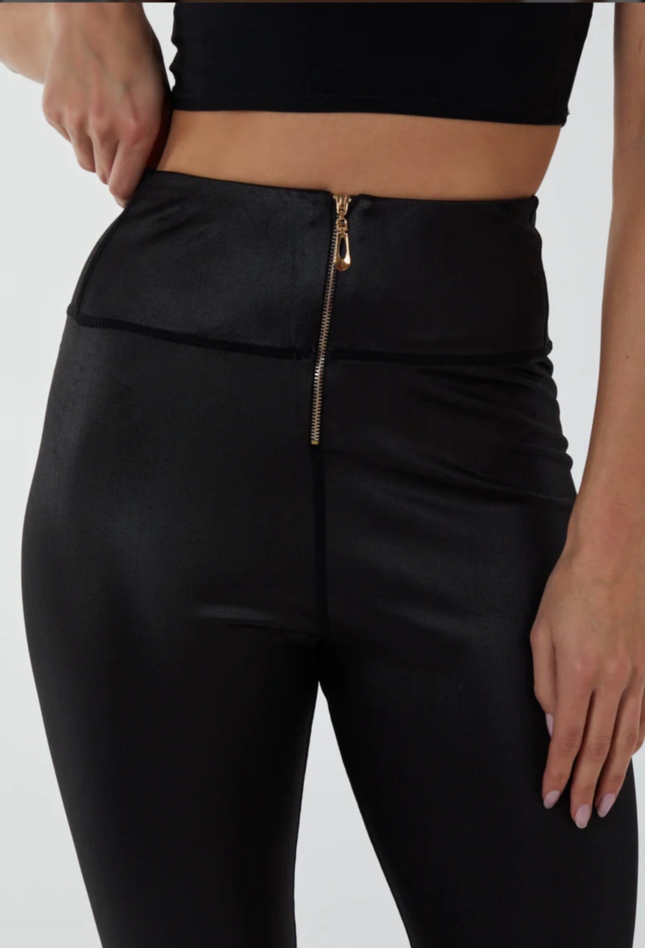 PU Zip Leggings - Black