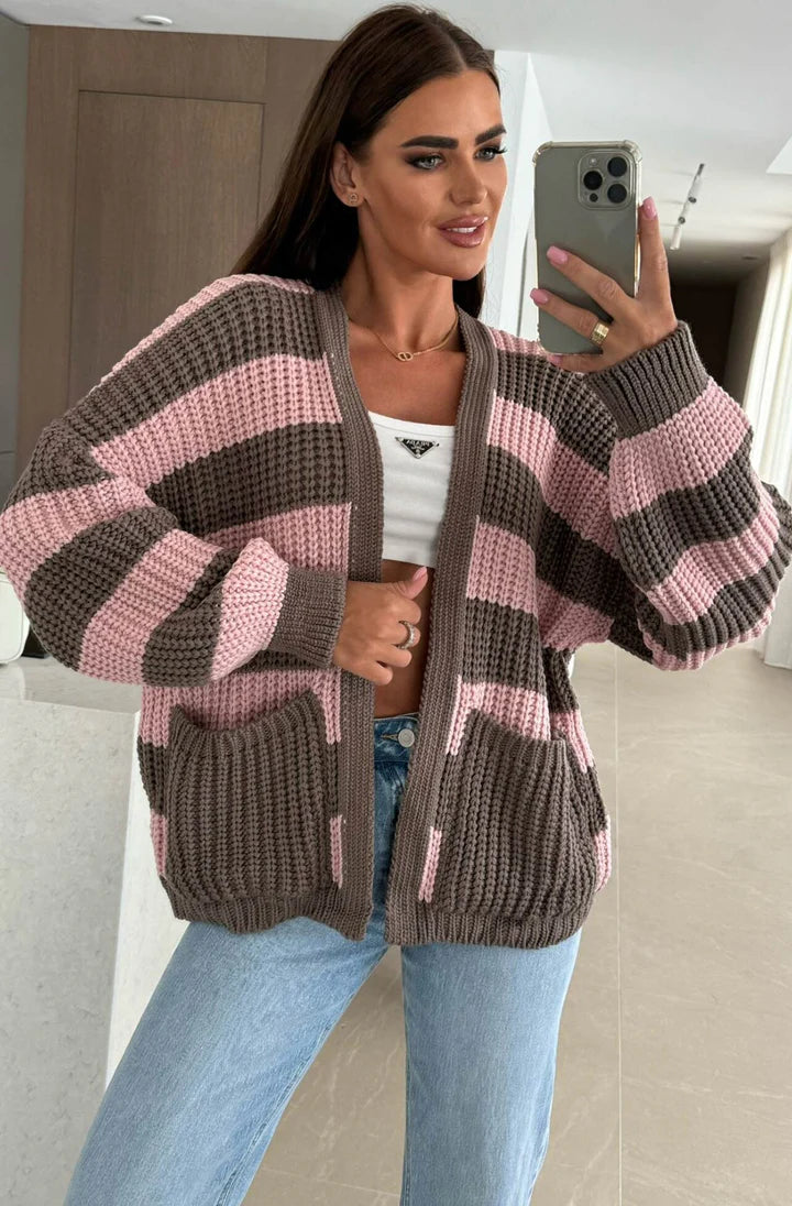 Nautical Stripe Cardigan - Pink