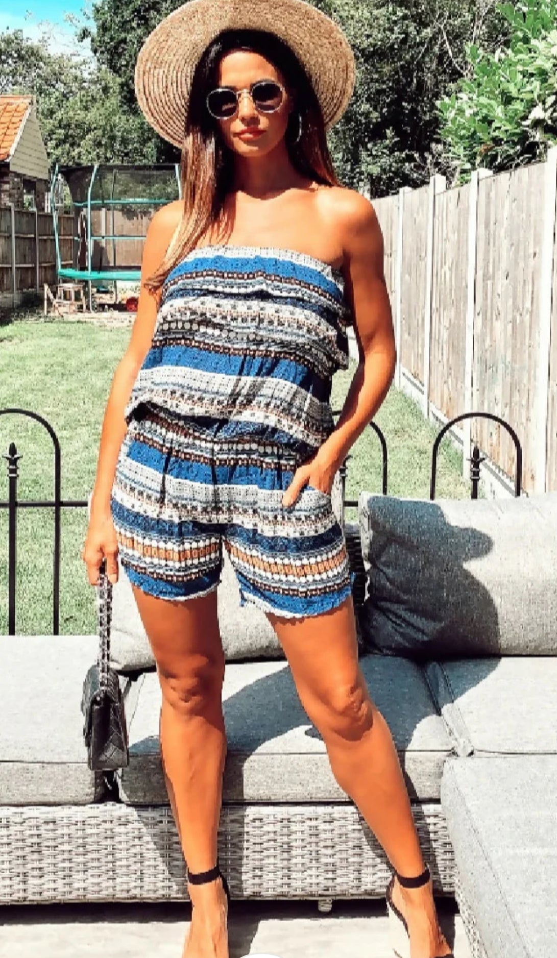 Elephant Print Playsuit - Blue