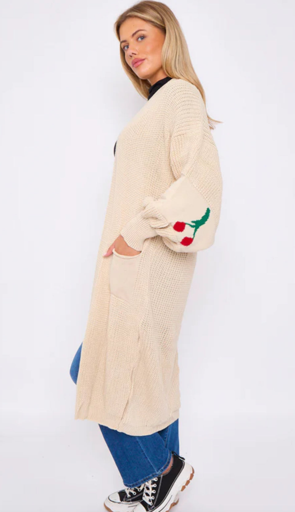 Cherry Sleeve Cardigan - Stone