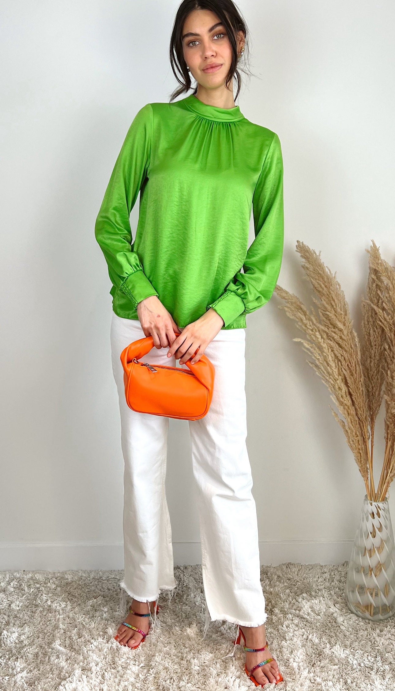 Satin Blouse - Green