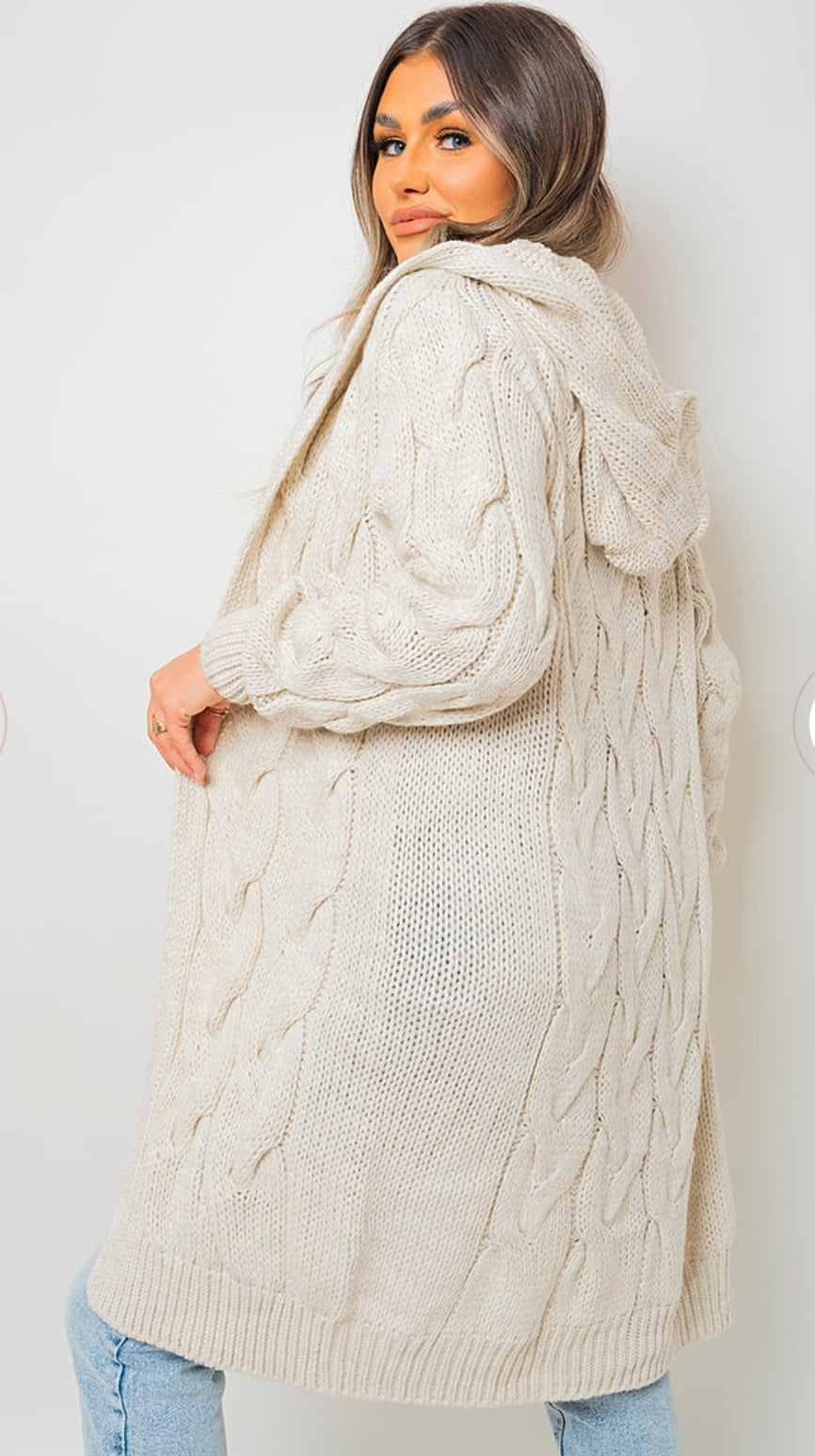 Maddison Hooded Cardigan - Stone
