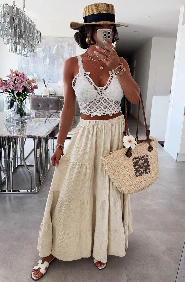 Gypsy Style Skirt - Beige