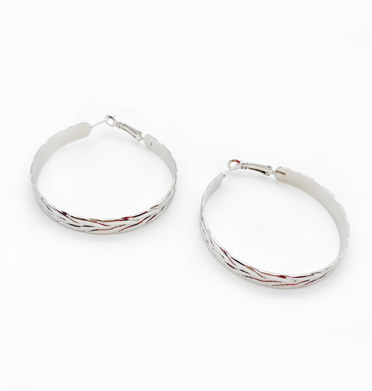 Silver Hoops - Woven