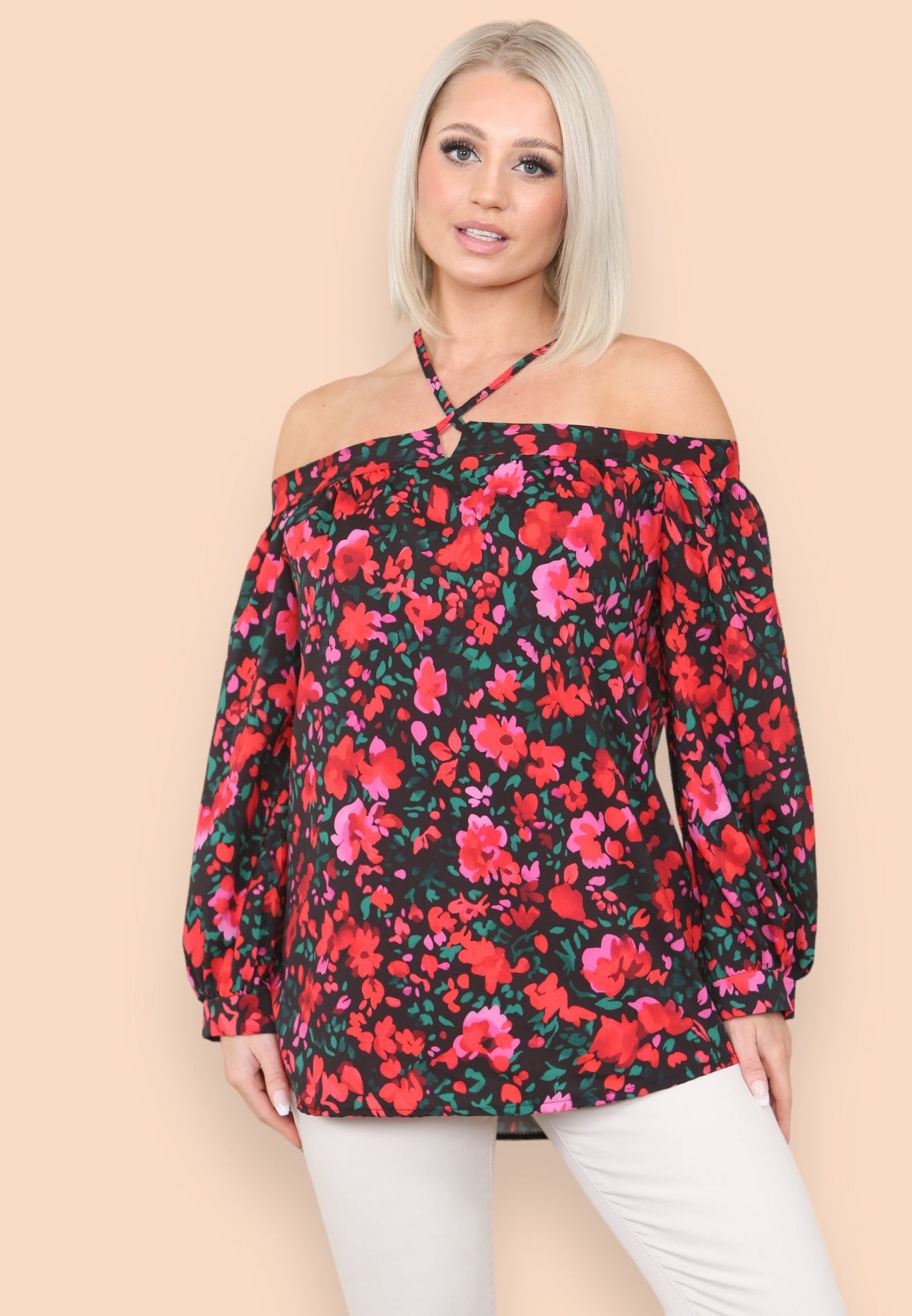 Blossom Bardot Blouse - Red
