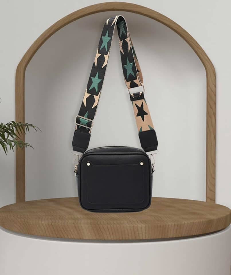 Black Crossbody Bag - Star Strap