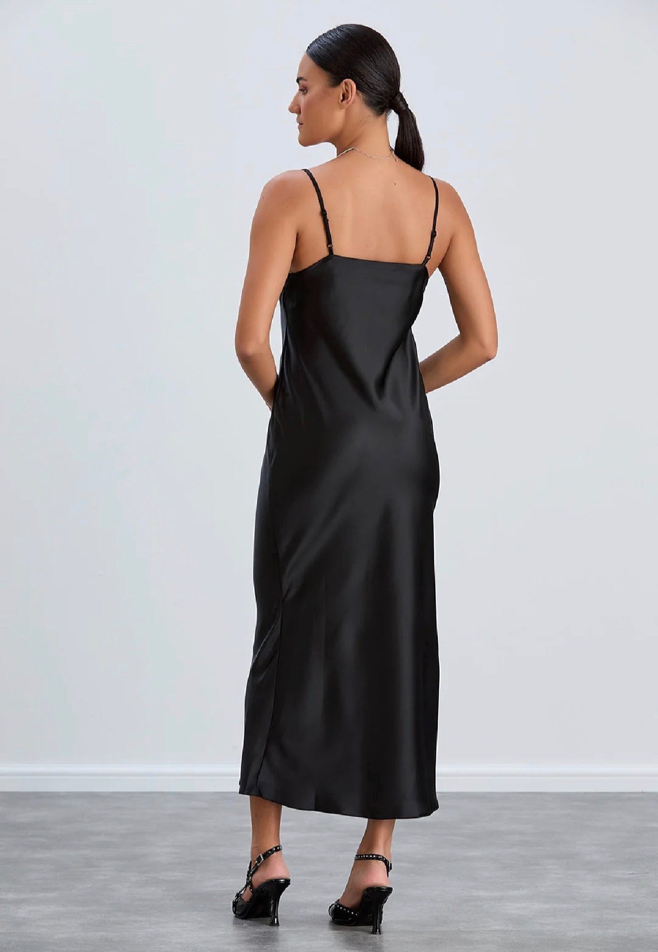 Cami Satin Dress - Black