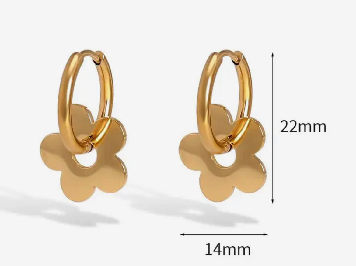 Gold Flower Hoops
