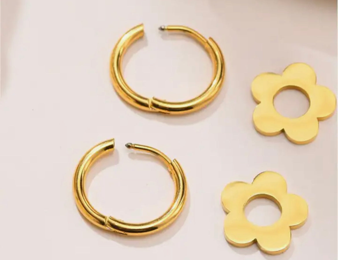 Gold Flower Hoops