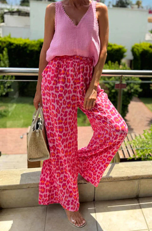 Leopard Wide Legs - Pink