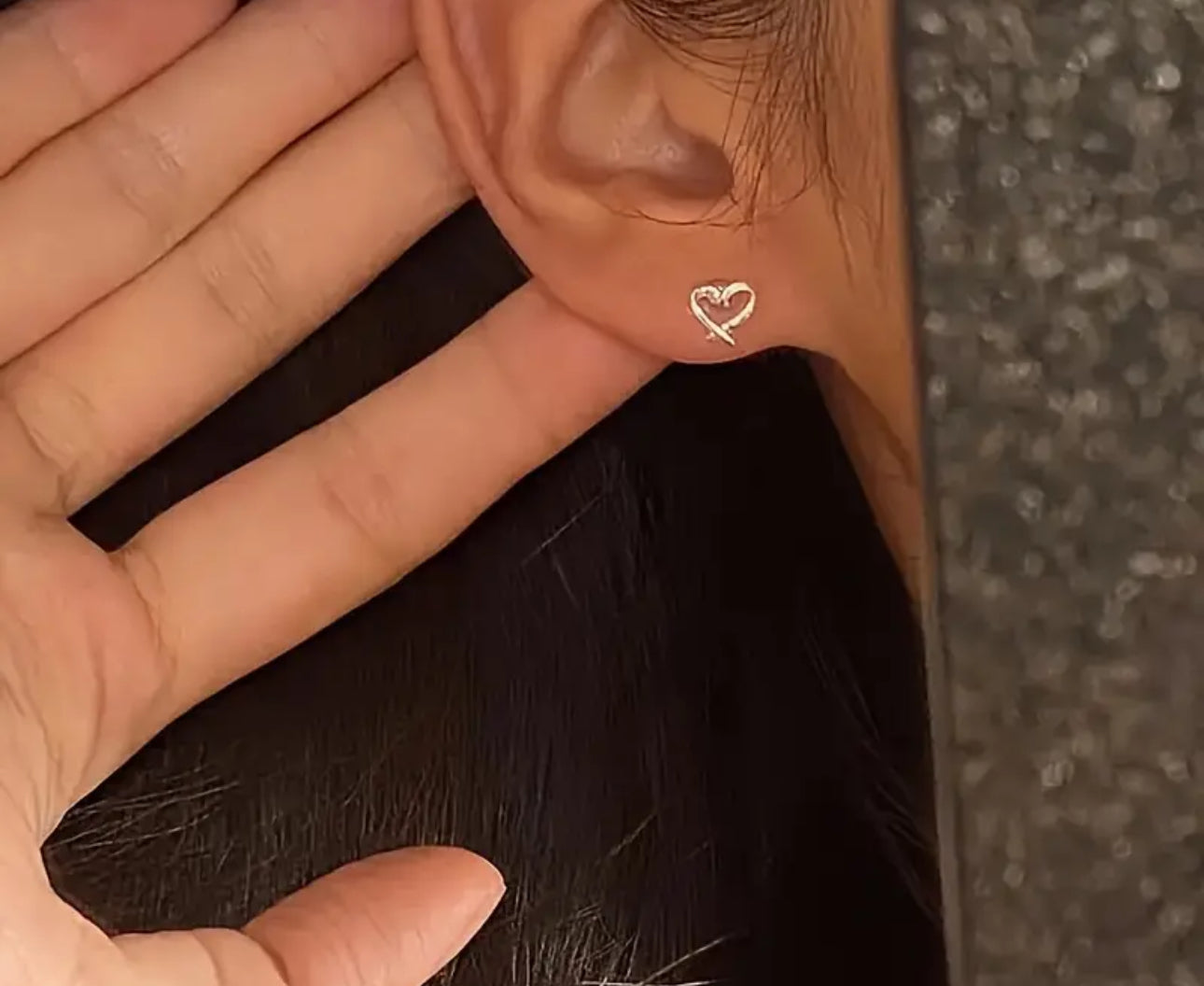 Heart Stud Earrings - Silver