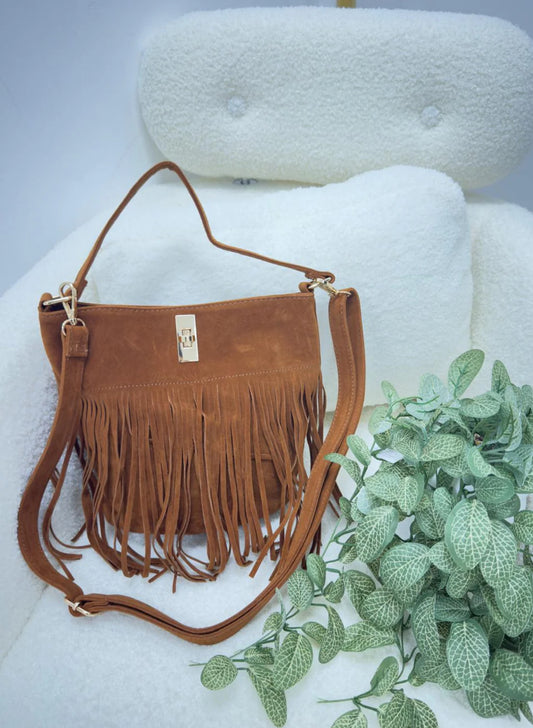 Tassel Suede Bag - Camel