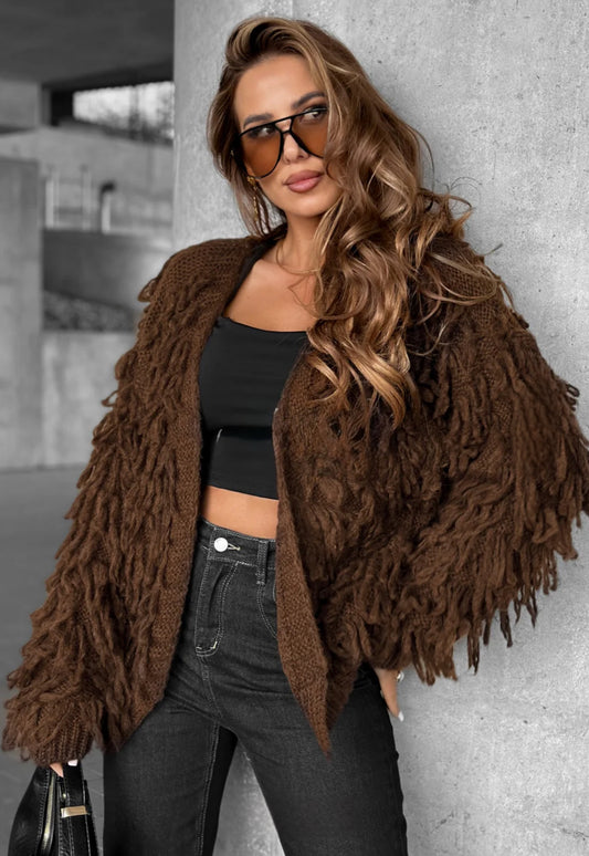Shaggy Cardigan - Chocolate Brown