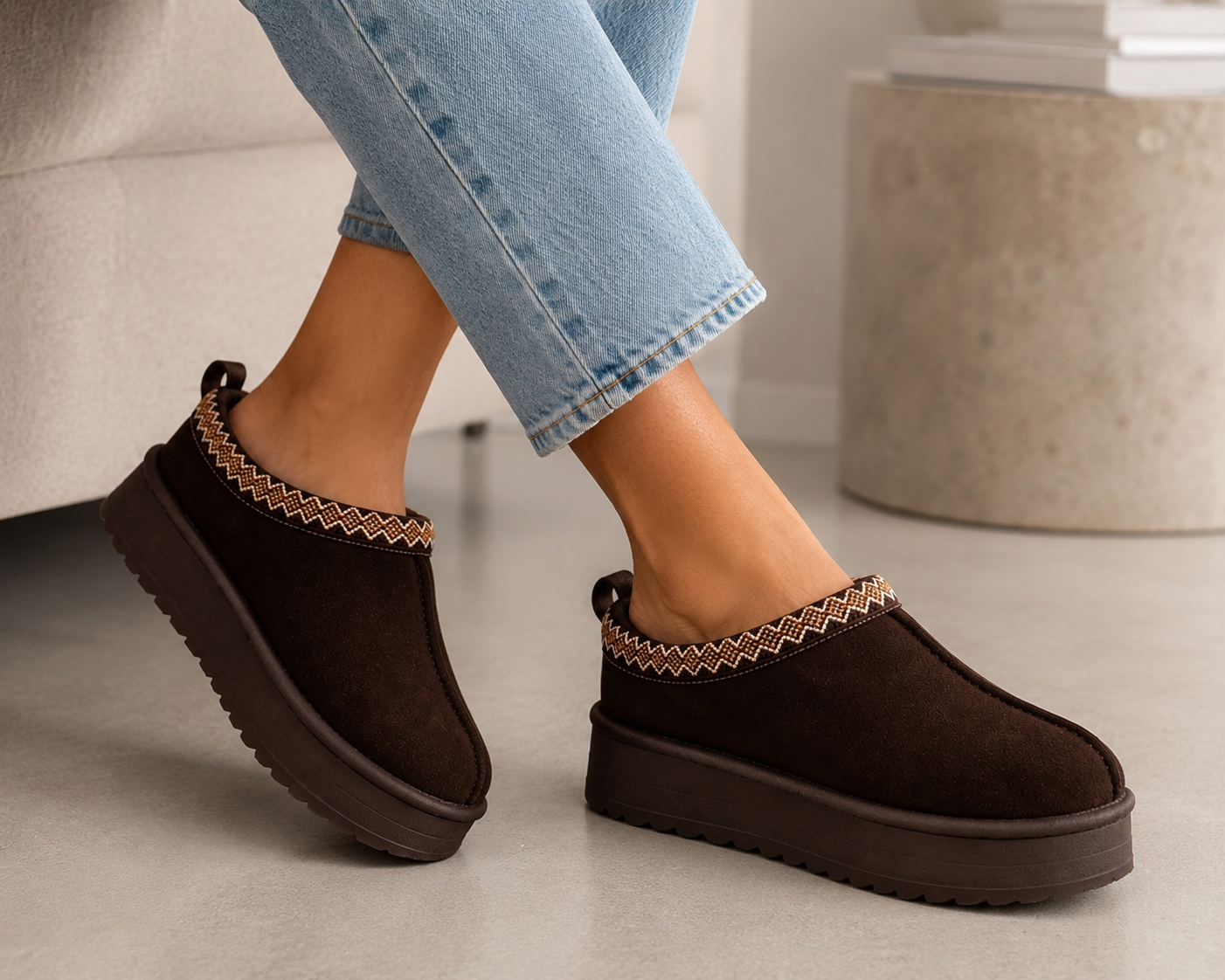 Platform Aztec Mules - Brown