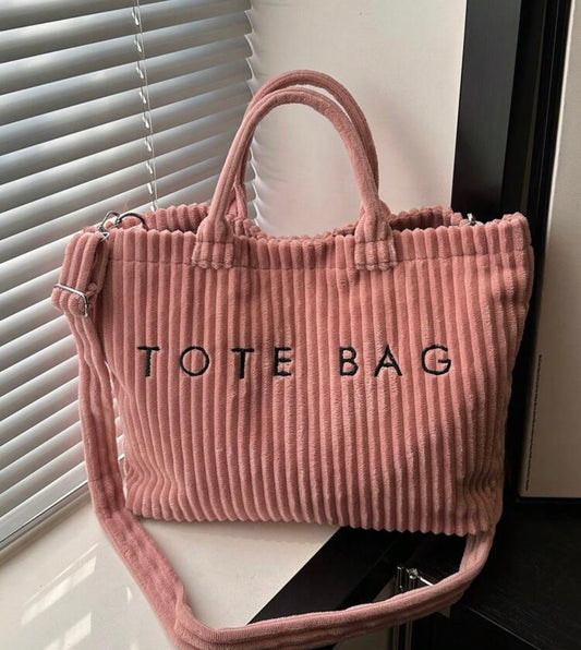 Corduroy Tote Bag - Pink