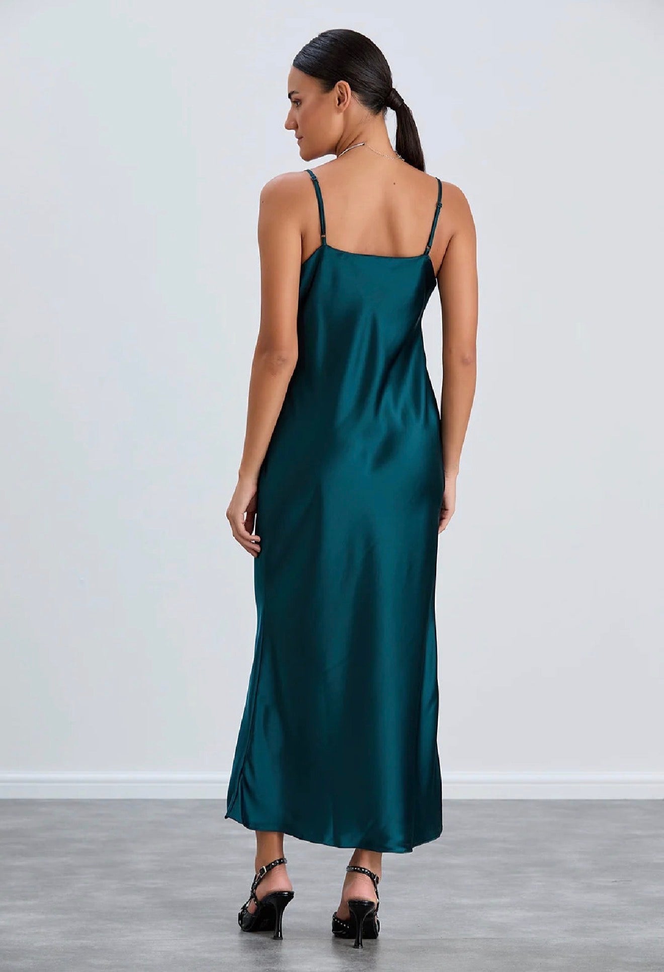 Cami Satin Dress - Forest Green