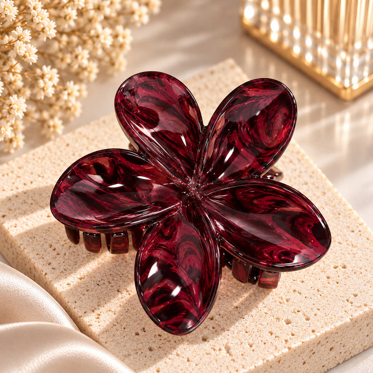 Printed Flower Hair Clips - 3 colours