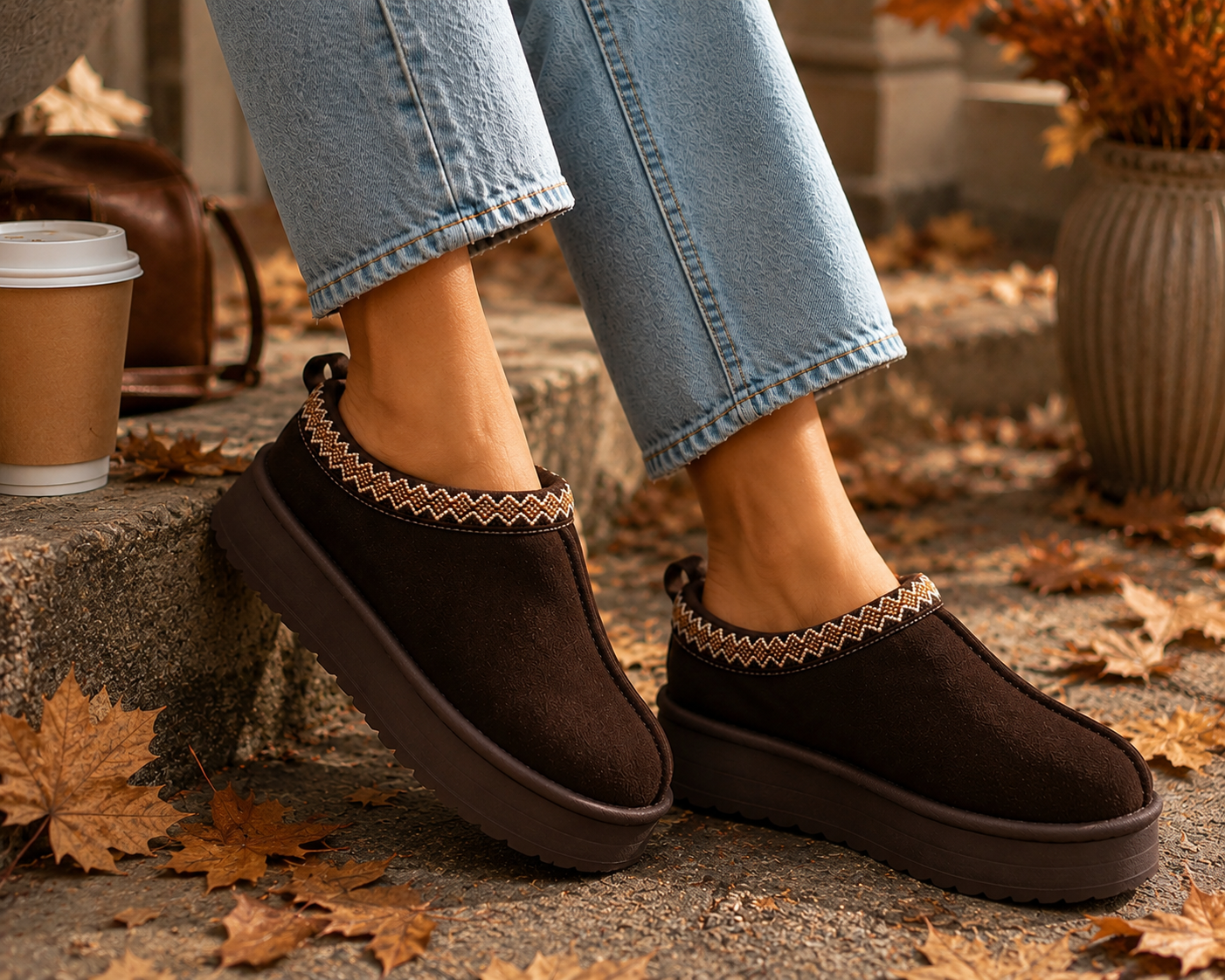 Platform Aztec Mules - Brown
