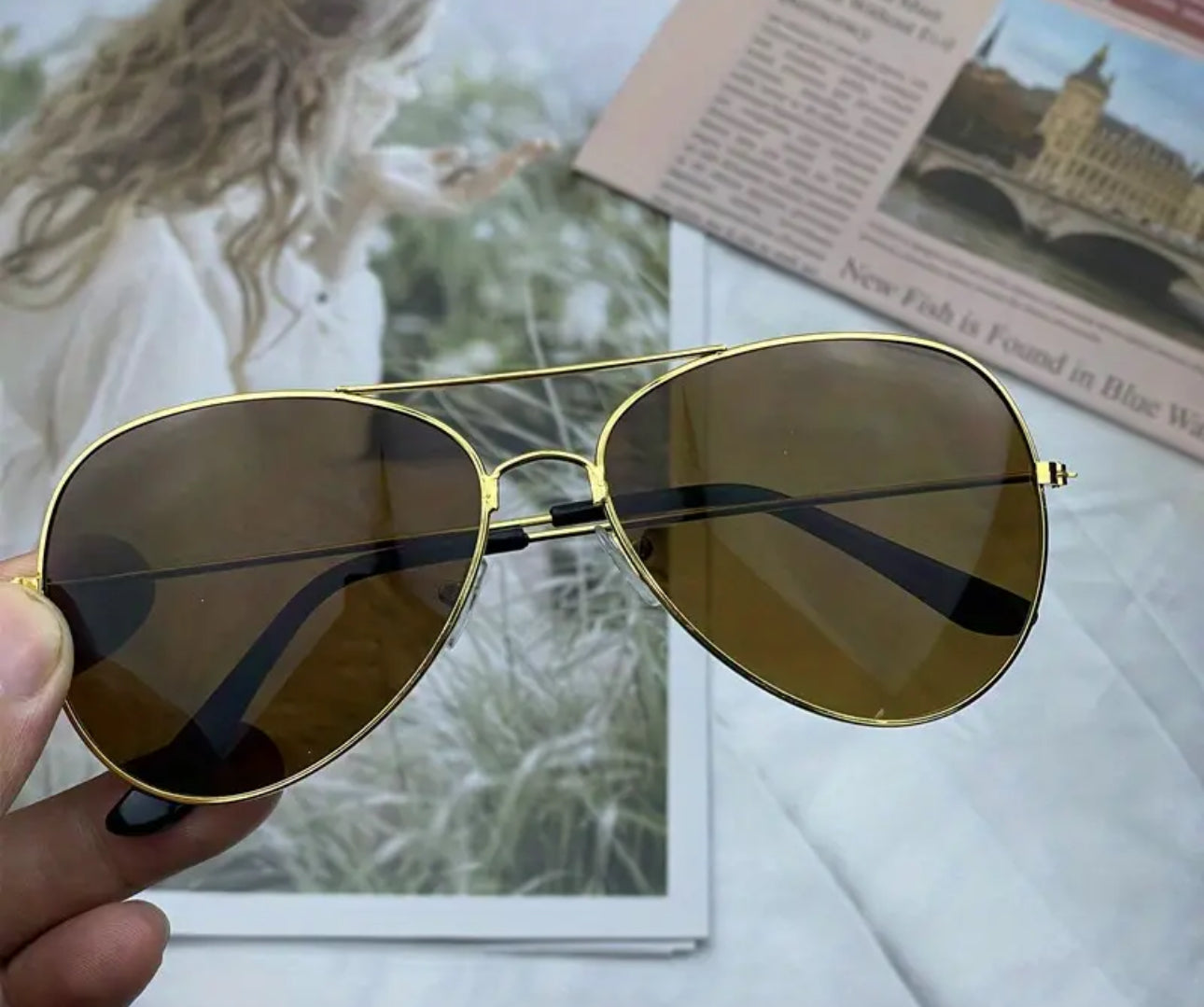 Aviator Sunglasses - Gold/Brown