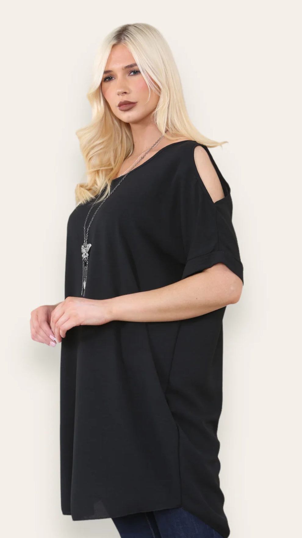 Cold Shoulder Necklace Tees - 3 colours