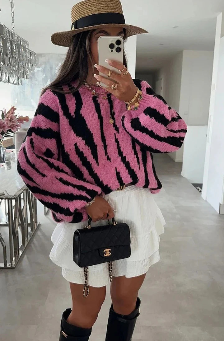 Tiger Print Knit - Black