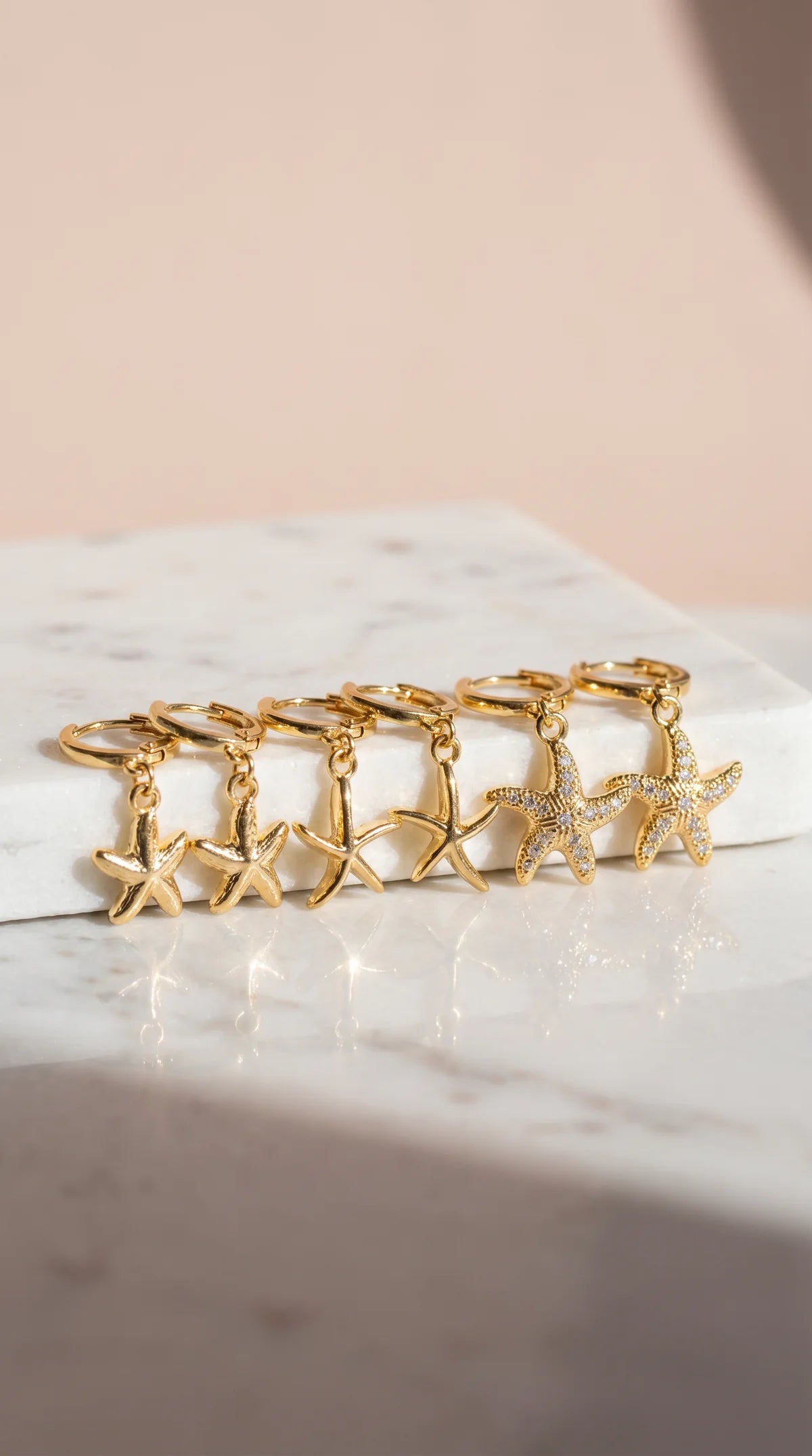 Crystal Starfish Earring Set - Gold