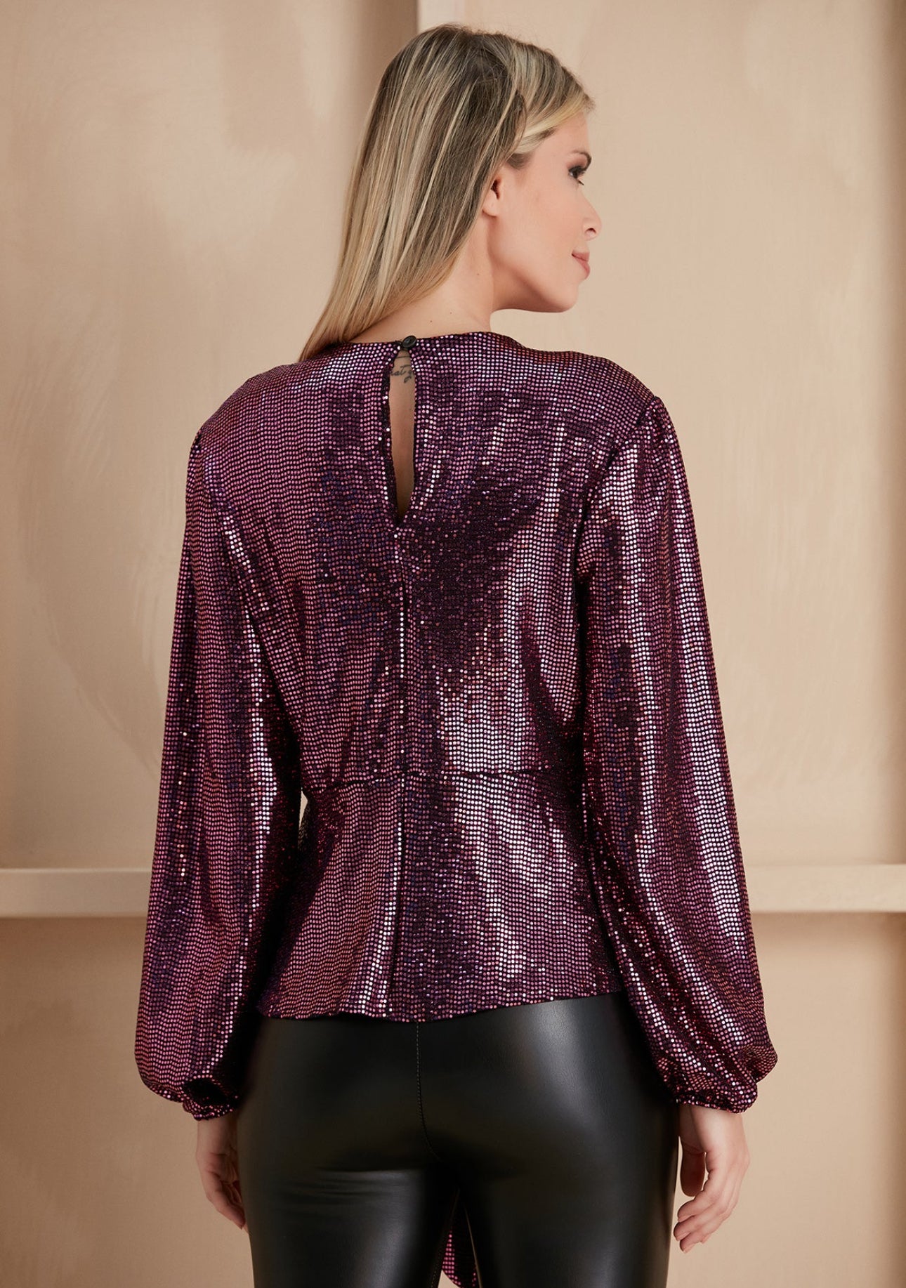 Sequin Blouses - Burgundy