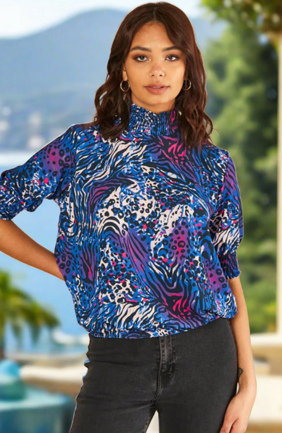 Printed Blouse - Blue