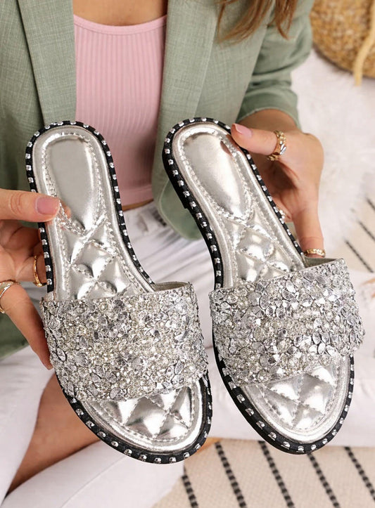 Crystal Sliders - Silver