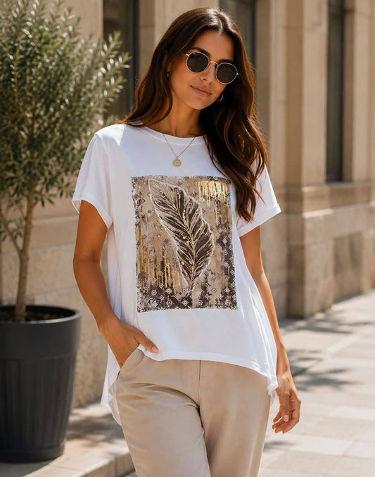 Feather Design T Shirt