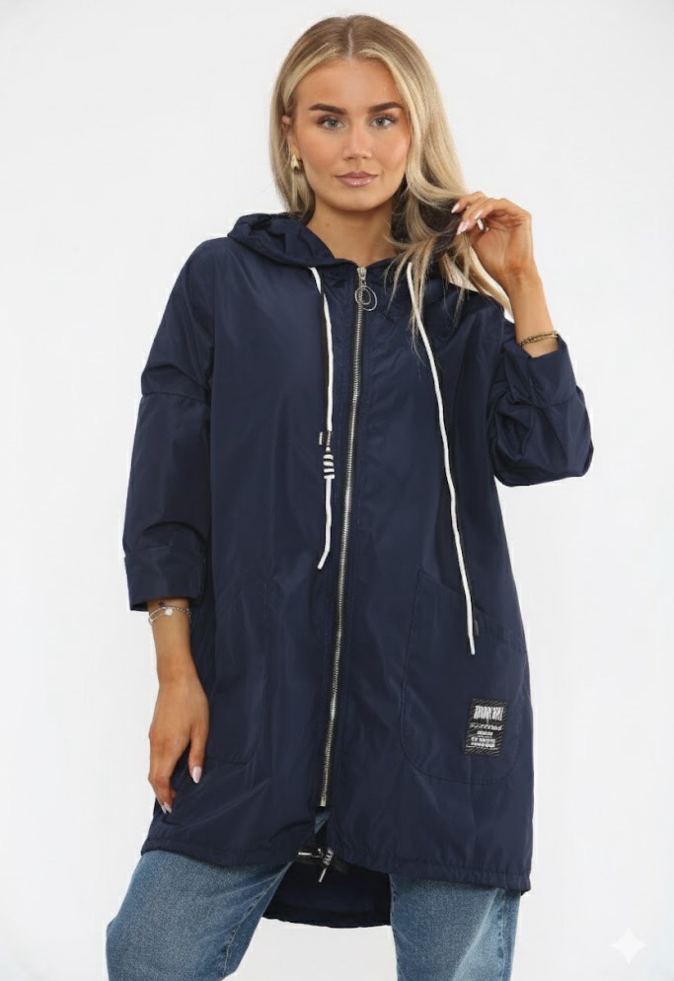 Oversized Windbreaker Jacket - Navy