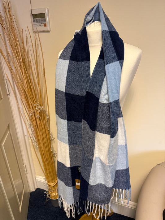 Checked Scarves - Jeans Blue