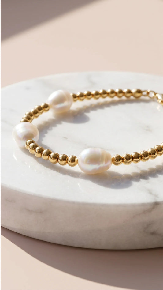Freshwater Pearl Bracelet - Gold