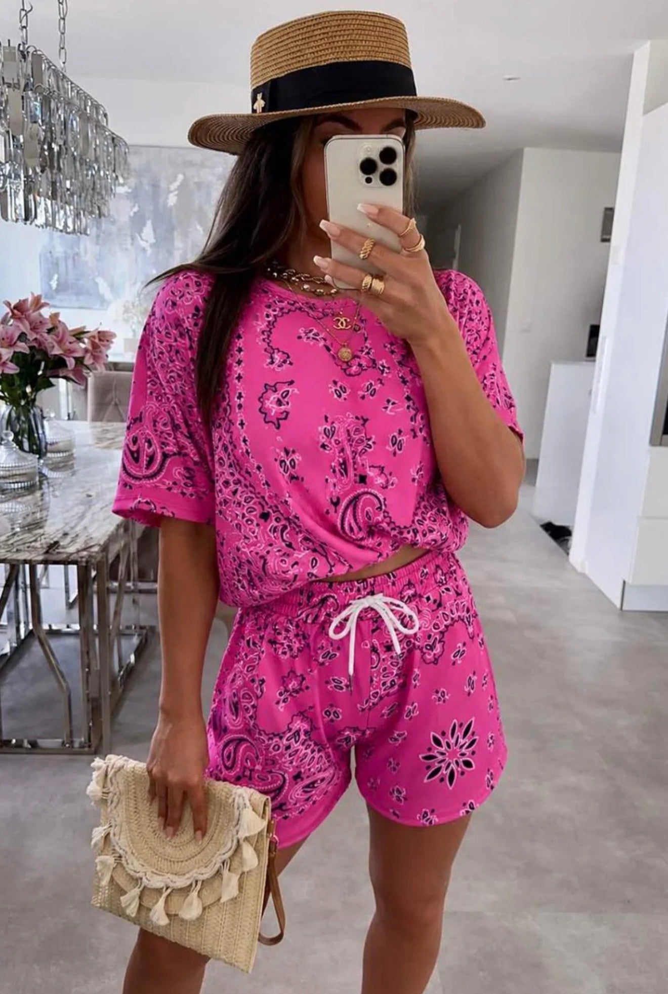 Paisley Short Co Ord Set - Pink