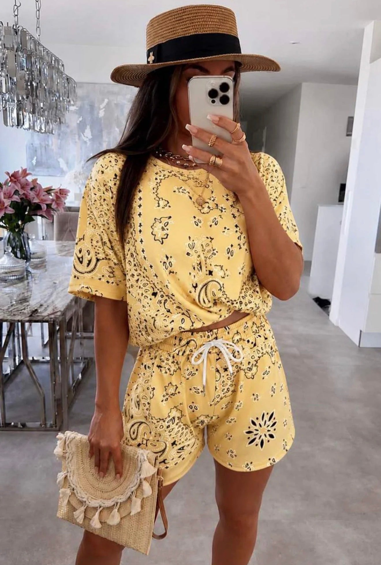 Paisley Short Co Ord Set - Yellow