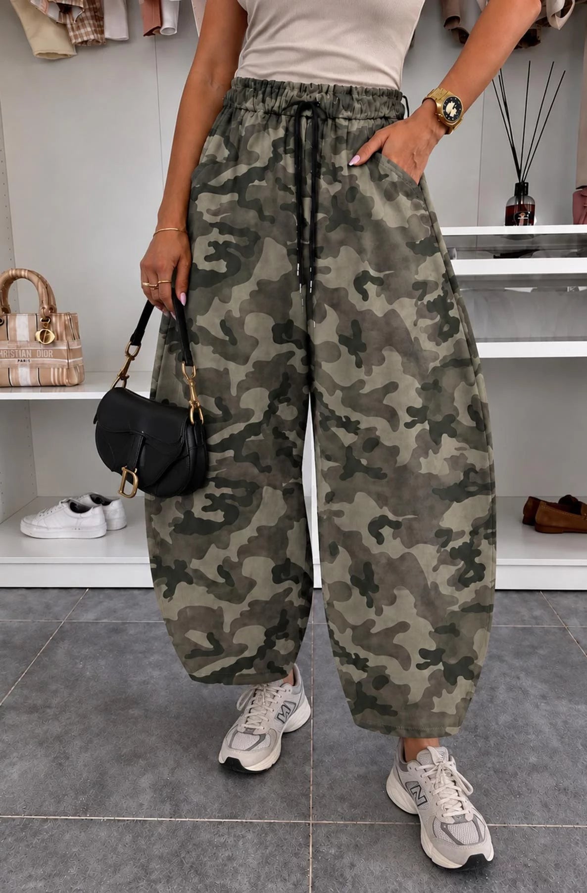 Camo Balloon Trousers - Khaki