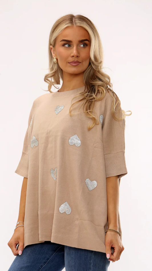 Heart Jumper - Camel