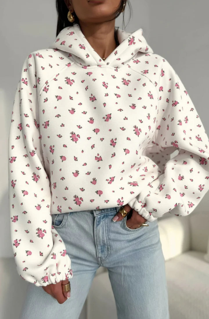 Floral Hooded Sweatshirt - Ivory